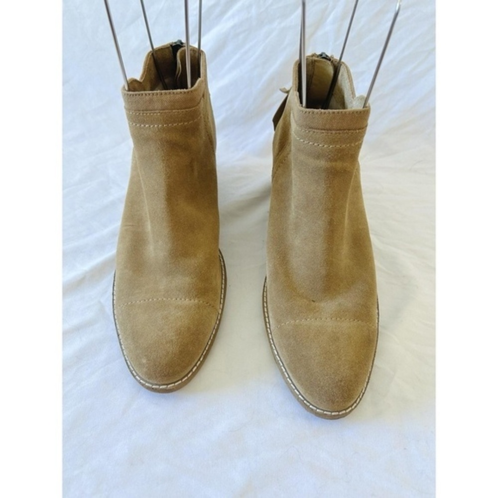 Splendid Suede Ankle Boots Womens Tan Suede Rear Zip Block Heel 9 - Picture 3 of 11
